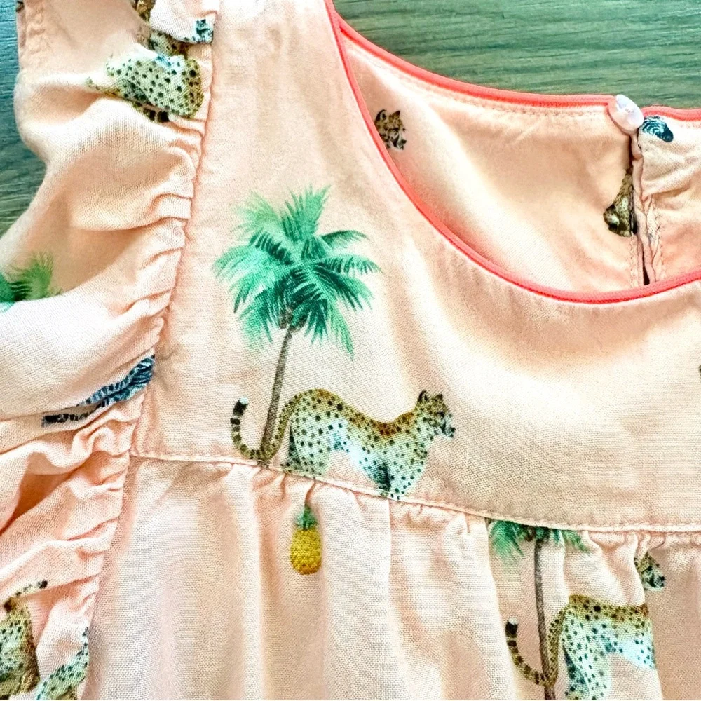 H&M Girls Pink Safari Pajama Set Size 5/6 Animal Print K. Kijan